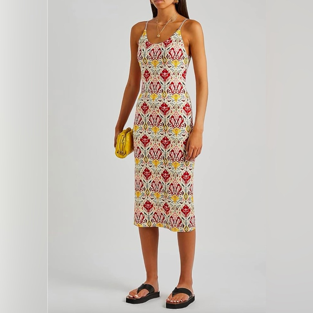 Alice + Olivia Red Delora Print Spaghetti Strap Midi Dress size 2